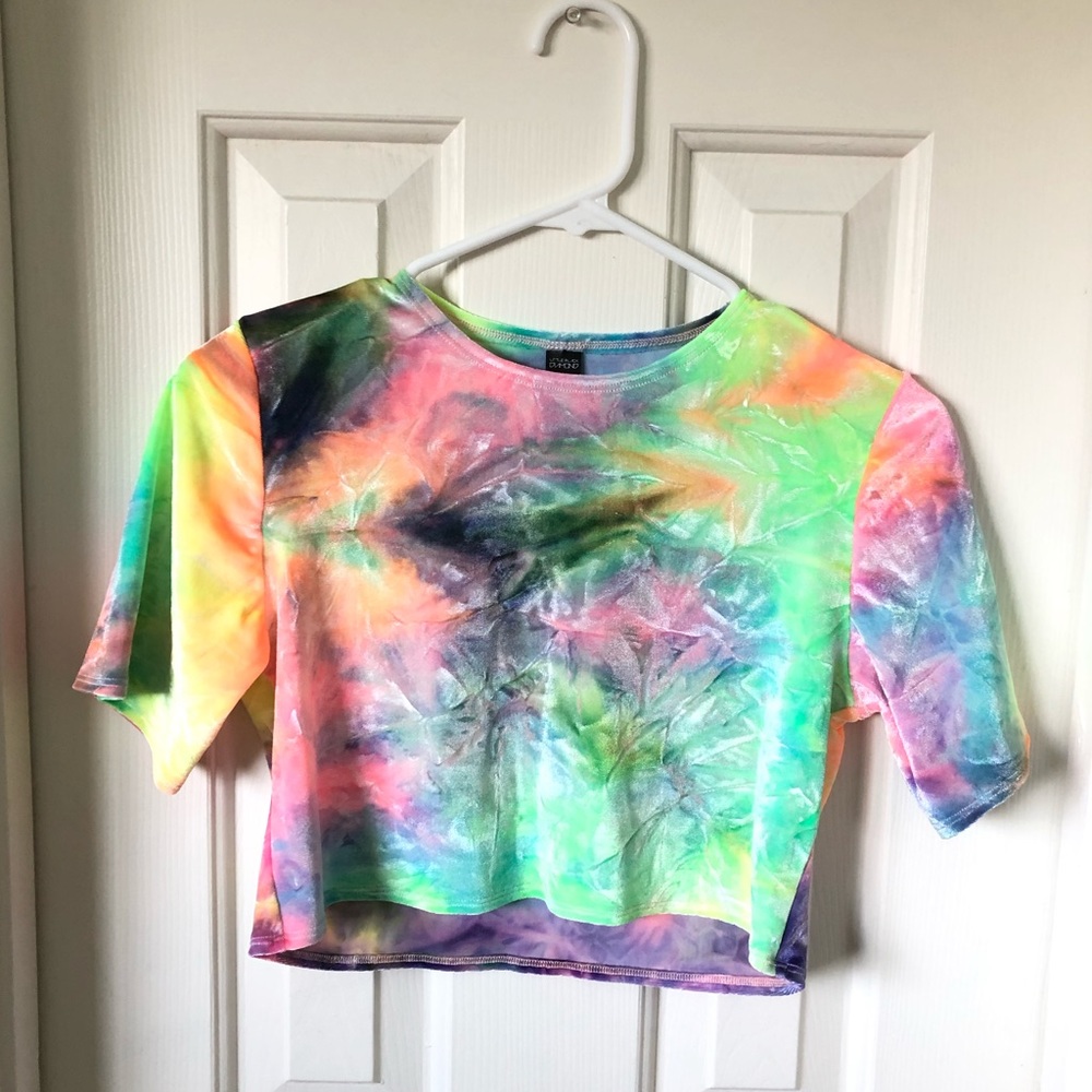 Little Black Diamond Bubblegum Tie Dye Velvet Crop
